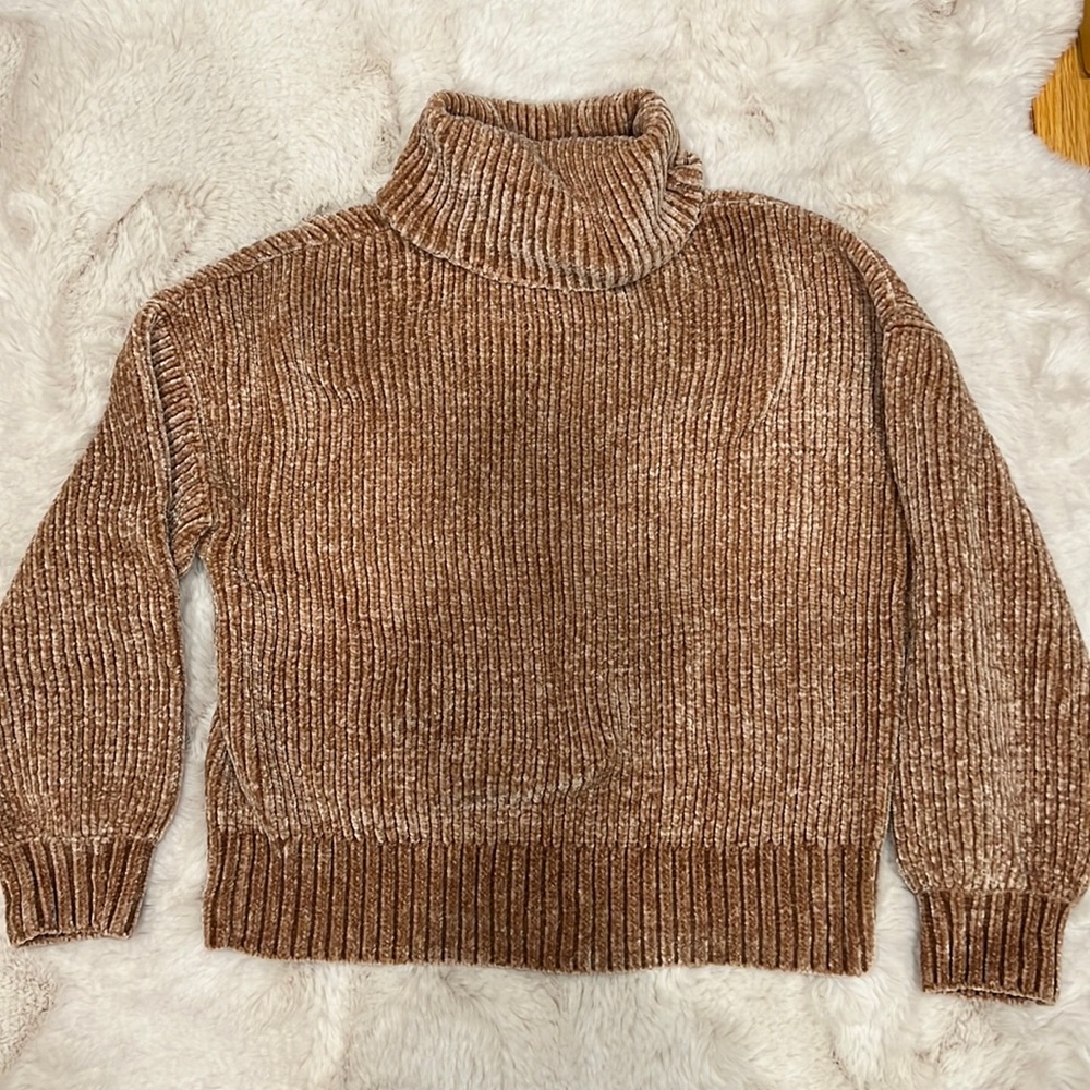 H&M Chenille cozy turtleneck sweater in tan